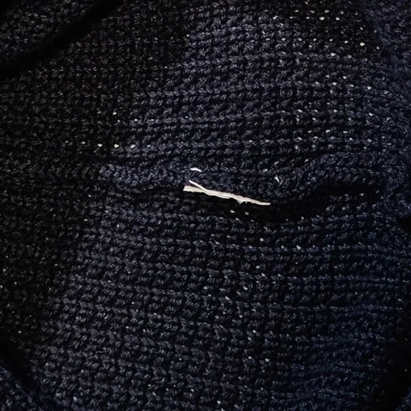 EUC Jeanne Pierre Cable Knit Cowl Neck Cotton Sweater Sz. M Dark Blue - Picture 5 of 9